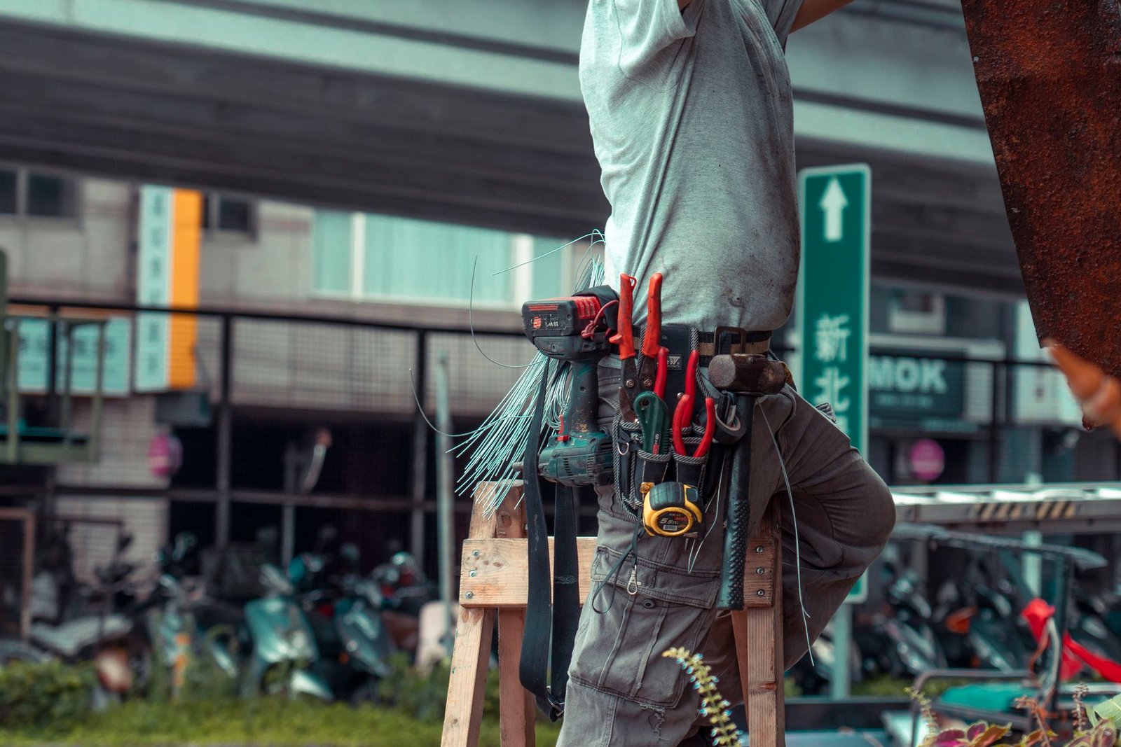 Electrician contractor at work