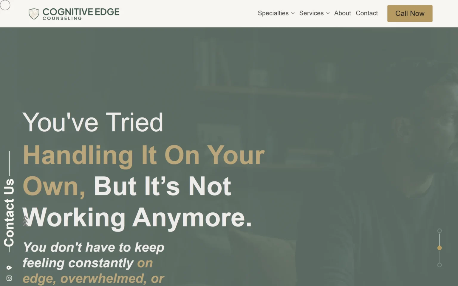 Cognitive Edge Counseling homepage on desktop, designed and built by Heartland Digital Studio