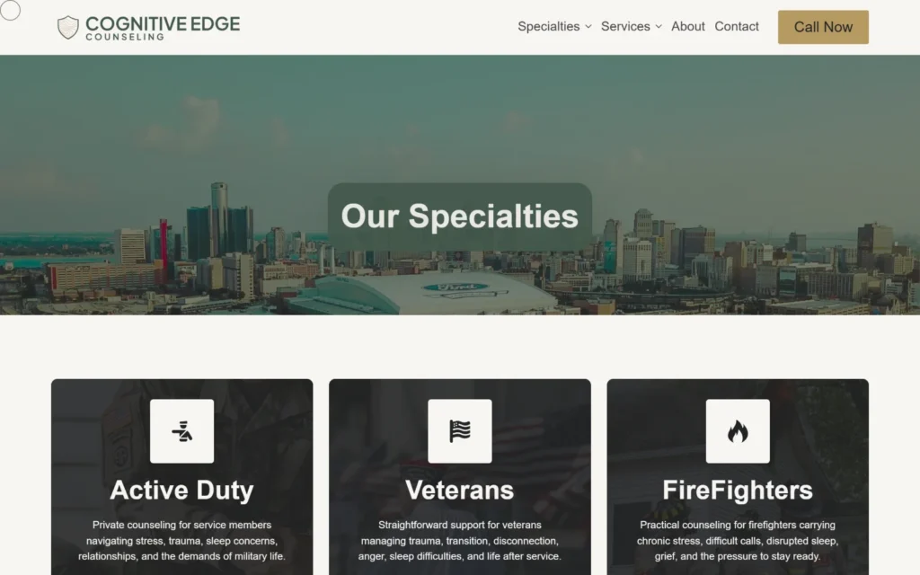 Cognitive Edge Counseling website by Heartland Digital Studio